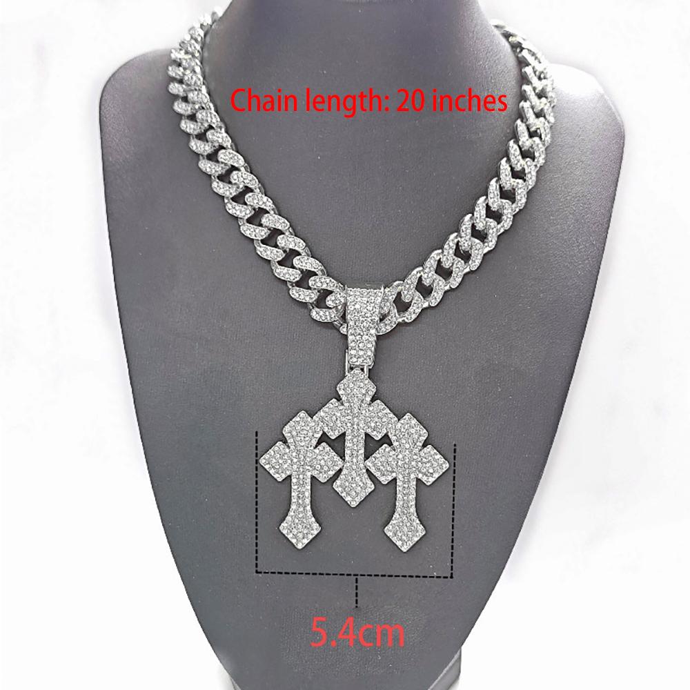 Новые ожерелья-подвески со сложенными крестами Iced Out для мужчин с кубинской цепью 13 мм Хип-хоп Крест Стразы Ювелирные изделия подвеска Подарок