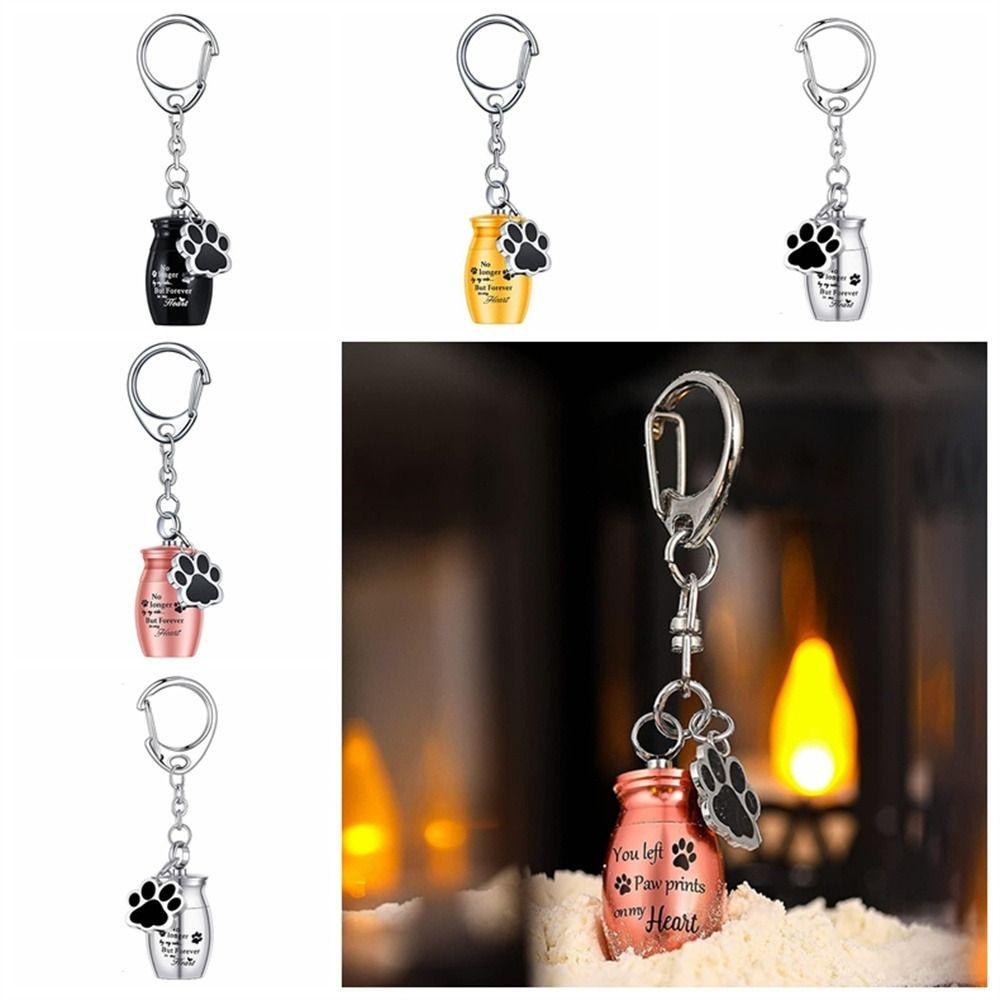 Dog Cat Ashes Pet Urns Keychain Paw Print Pet Urns Keyring Dog Ashes Keepsake  Cremation Jewelry