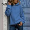 Осень-зима Женская толстовка с капюшоном, плотная, однотонная, свободная, с длинными рукавами, эластичные манжеты, теплый спортивный топ, повседневный стиль, уличная одежда, толстовка с капюшоном