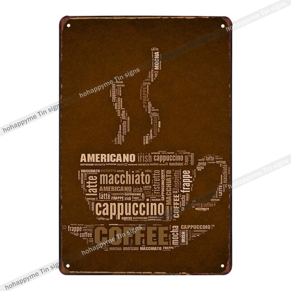 Coffee Metal Wall Art Poster Iron Painting Signs Vintage Decoration Cafe Bar Pub Club Plaque Home Decor Plates 20x30cm