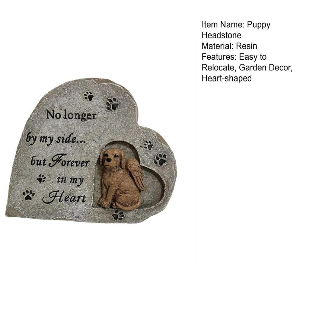 Yousheng Dog Memorial Stone Смола Надгробие для щенков Садовый надгробный камень для домашних животных Открытый мемориальный камень Подарок для владельцев собак в память о потере питомца