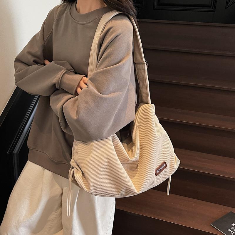 Corduroy Tote Bag Women's Large Capacity Crossbody Bag Shoulder Bag Underarm Bag