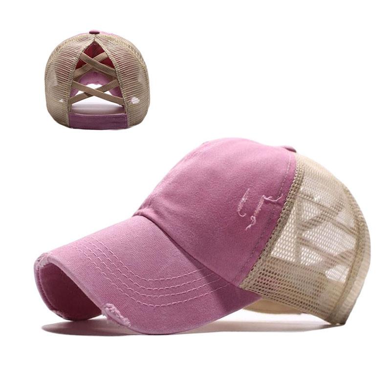 Washed ponytail baseball cap hat women's summer spring and autumn old outdoor sunscreen cap solid color cap