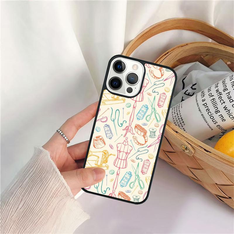 Швейная машина портной элементы узор Чехол для телефона Для iPhone 17 Air 16 15 14 11 12 13 Pro MAX Plus coque Чехол