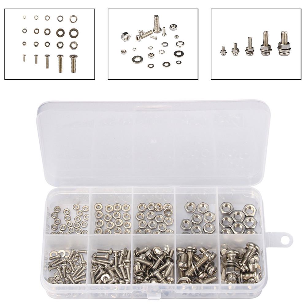 320 шт. нержавеющая сталь винты гайки болты набор 2 мм 2,5 мм 3 мм 4 мм 5 мм крестообразный круглый головной болт гайка шайба комбинированный комплект