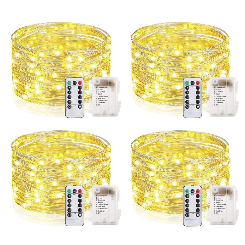 4 шт., гирлянды для батарейного отсека с дистанционным управлением, 8 функций для рождественских свадеб в помещении
