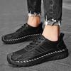 Brand New Fashion Male Sports Shoes Leather Men Casual Light Running Shoes Handsewn Breathable Sneakers Outdoor Leisure Shoes