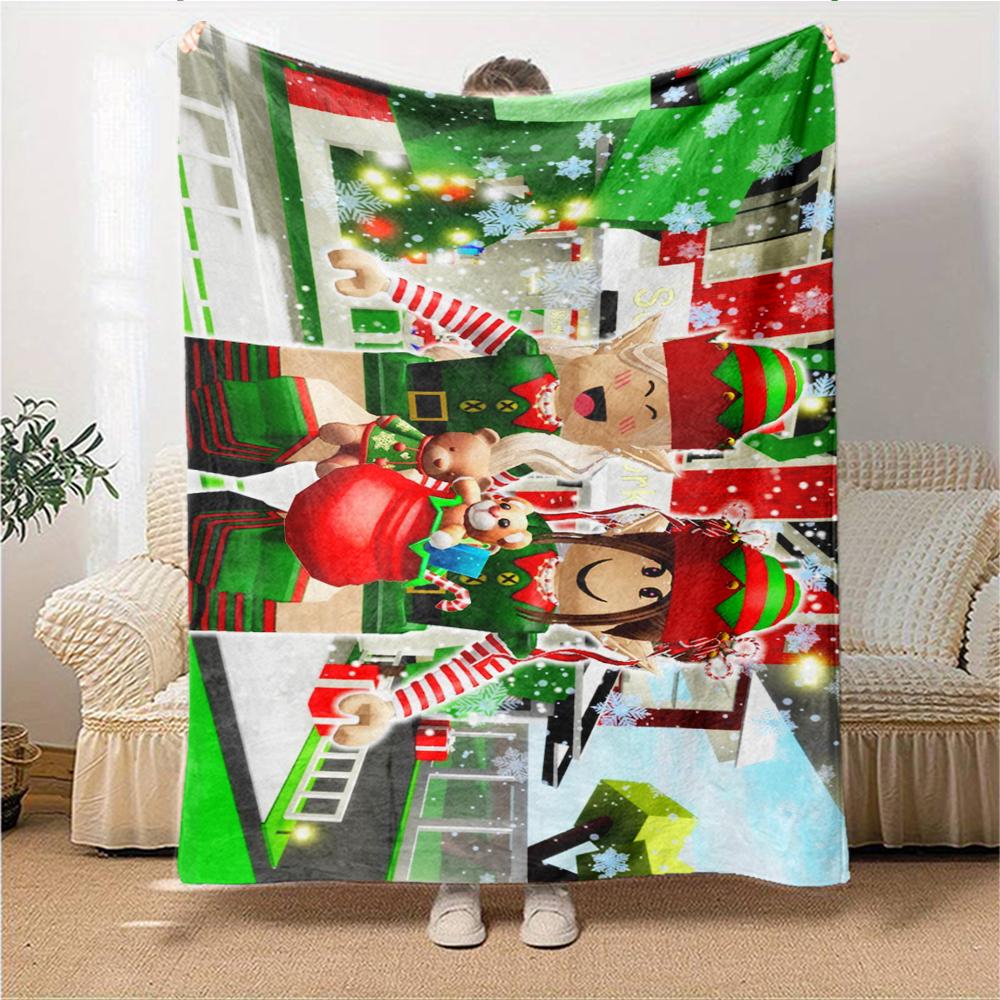 1Pc Elf Shelf Roblox Blanket Soft Throw Blanket For Home Bedroom Bed Sofa Travel Office Solid Christmas Blanket