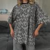 Fashion Leopard Print Short-sleeved T-shirt Women Drop Shoulder Summer Hundred Loose Basic Paragraph Round Neck Half-sleeved Tops