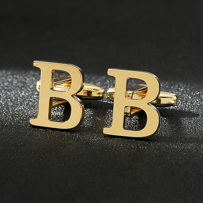 Men's French Shirt Shirt Cuff Links 26 Letters A-Z Cufflinks Gold Color For Men Gift High Quality