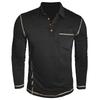 Men's Solid Color Button Lapel Long Sleeve Top Men's Casual Fashion Long Sleeve Top