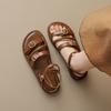 Weiwei Girl 020-1 French Temperament Sandals Women's Summer 2025 New Outer Wear Flat Bottom One-word Strap Roman Shoes