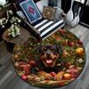Christmas dog pattern round rug,Carpet Rug for Living Room Bedroom Playroom ,Non-slip Floor Mat,Holiday Gifts and Birthday Gifts.
