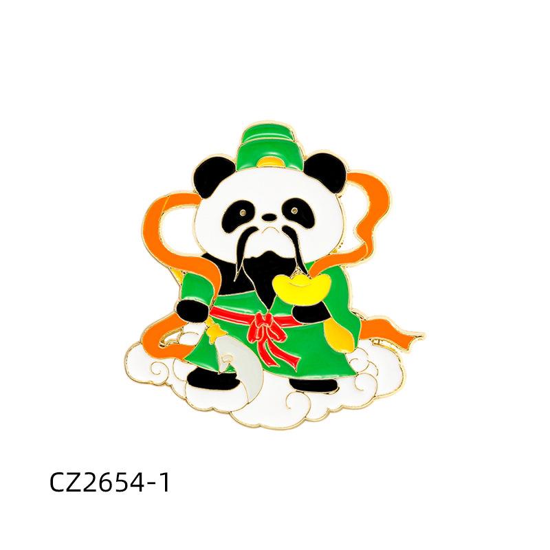 Chinese Style Alloy Enamel Brooch, Five Gods of Wealth Cartoon Pattern, New Year Chinese New Year Decorative Lapel Pin Badge for Gift