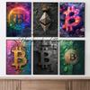Крипто биткоин логотип плакат холст печать богатство крипто настенное искусство декор игровая комната дома гостиная настенное искусство декор принты подарок