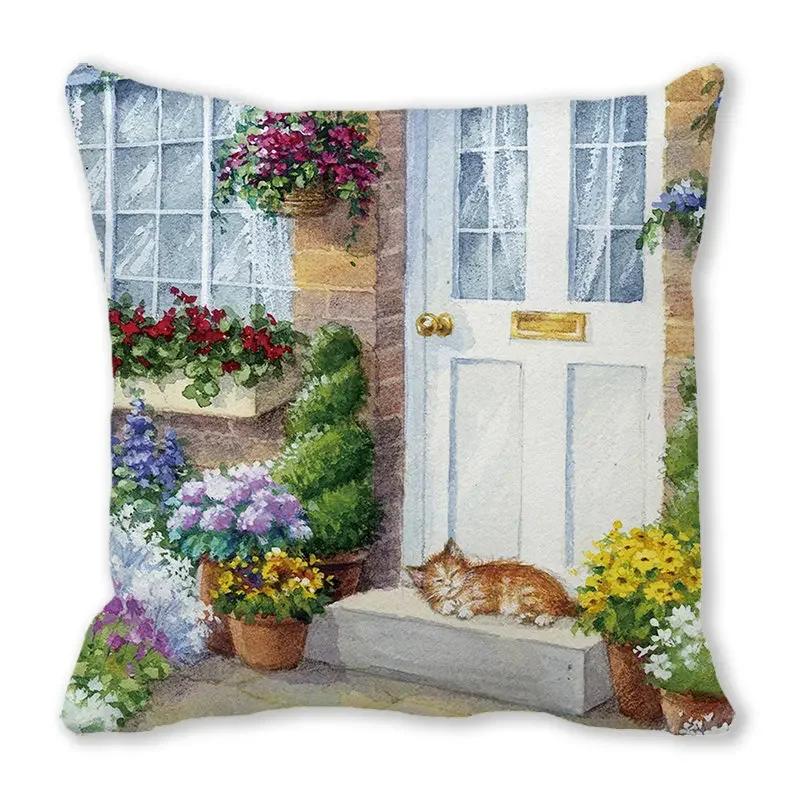 Домашний Декор Весенне-Летняя Наволочка Животное Кошка Собака Утка Овца Принт Чехол для Подушки Диван Полиэстер Фунда Де Альмоада