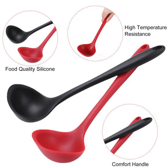 2 шт. термостойкая силиконовая ложка-ковш с длинной ручкой, подвесное отверстие, антипригарная ложка для смешивания, кухонная утварь, инструмент для выпечки