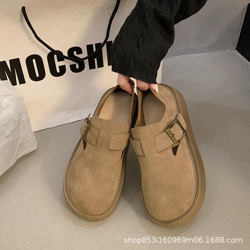 Ретро платформа ленивые Полкен одинарные туфли женские 2025 весна и осень корейская версия новых туфель на одной педали уродливо милые с большой головой одинарные туфли женские