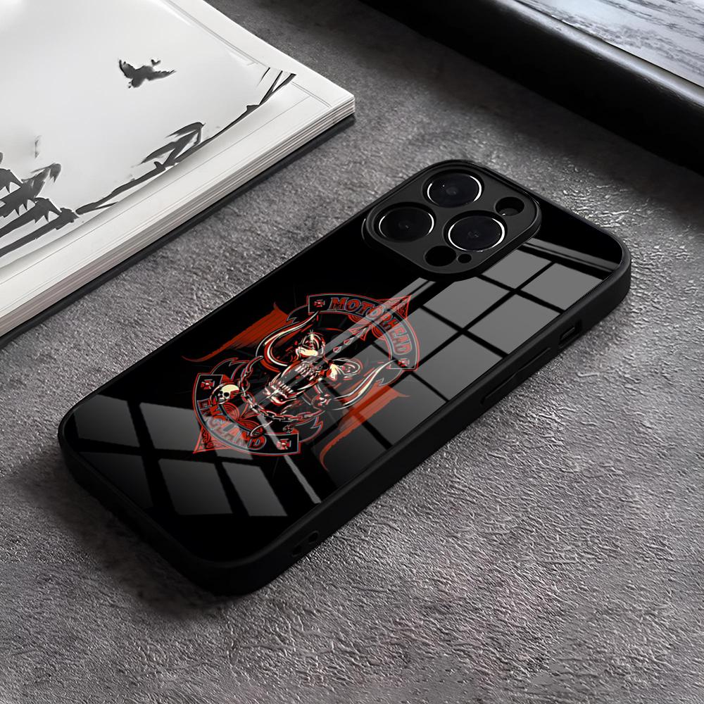 Чехол для телефона M-motorheades Band Для IPhone 17 15 Pro Max 12 16 14 Plus 11 13 Pro X XR XS 7 8 Plus SE Стеклянная крышка