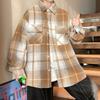 Клетчатая рубашка в гонконгском стиле, свободное пальто, мужские и женские рубашки, универсальное клетчатое пальто