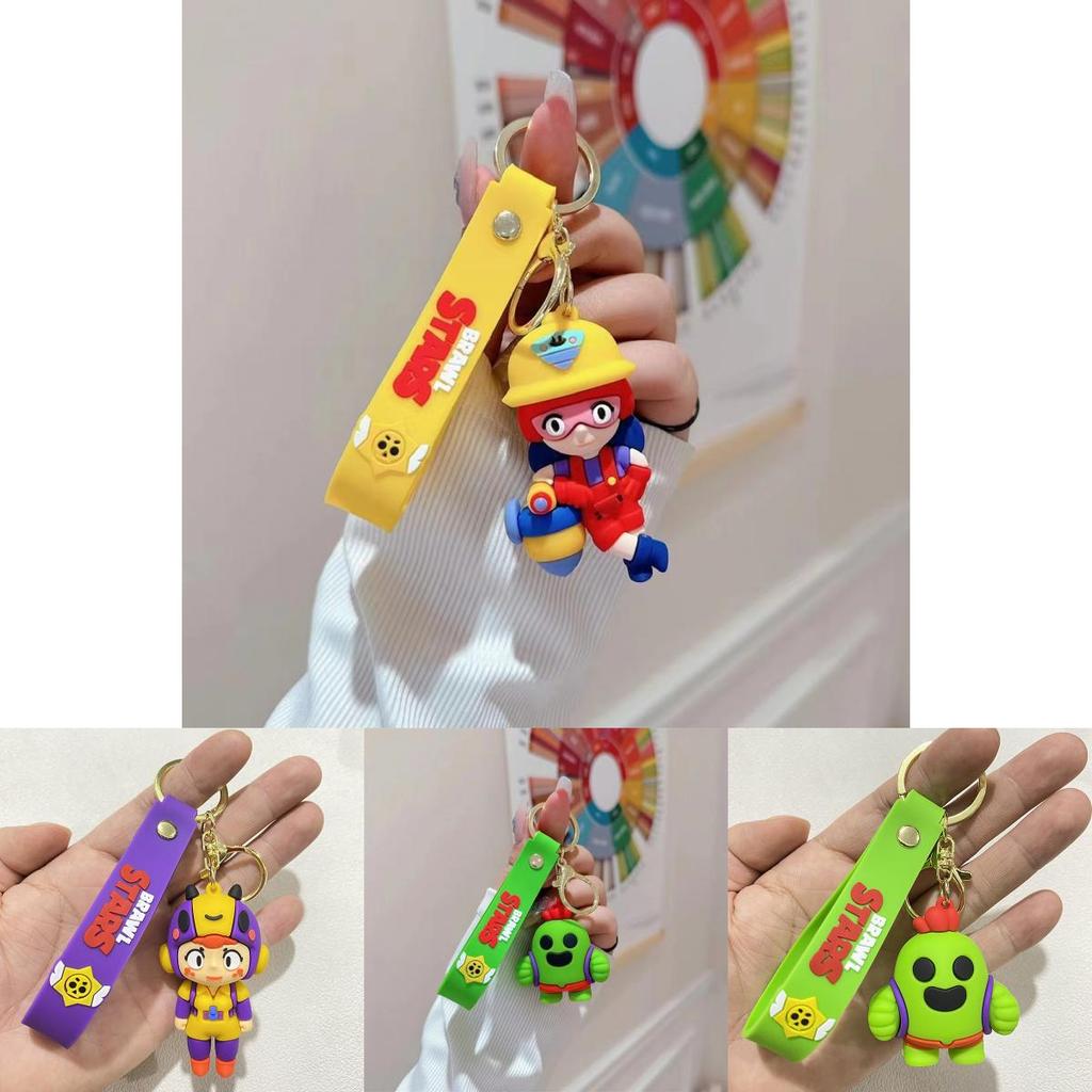 Милый мультяшный силиконовый брелок для ключей от машины Brawl Stars Нита Джесси Би Спайки Пэдди