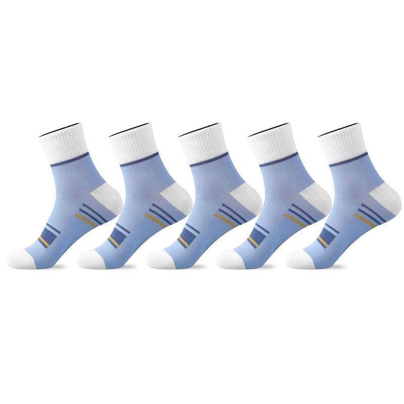 5/10 Pairs Men's Mid-calf Sports Socks Striped Breathable Cotton Socks Casual Socks Lot