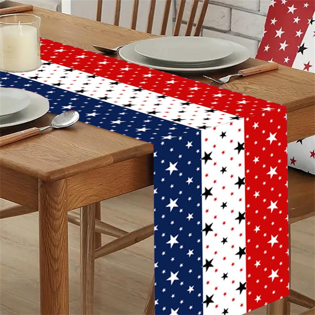 Creative Independence Day Polyester Cotton Printed Table Flag Table Decorations