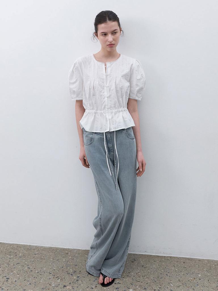 ATELIER NAIN Fluid Wide Denim Banding Pants (Pt-5775)