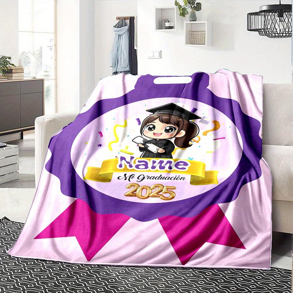 Graduation Celebration Home Customization Blanket Comfortable Soft Lightweight Multiseasonal Use For Picnics Sofas Offices Beds Living Rooms Perfect
