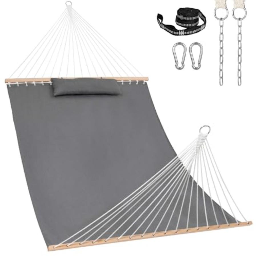 Гамак Sunbrella 12 футов с распорками и бесплатной подушкой для патио, двора, всепогодный и устойчивый к выцветанию, цвет Cast Slate