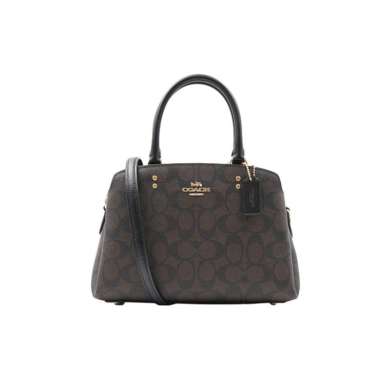 COACH Lillie Cow Leather Handbag, Shoulder Bag, Crossbody Bag Small Women's Dark Brown 91494-IMAA8