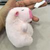 Cute Pink Pp Cotton Capybara Keychain Short Plush Bubble-blowing Animal Charm
