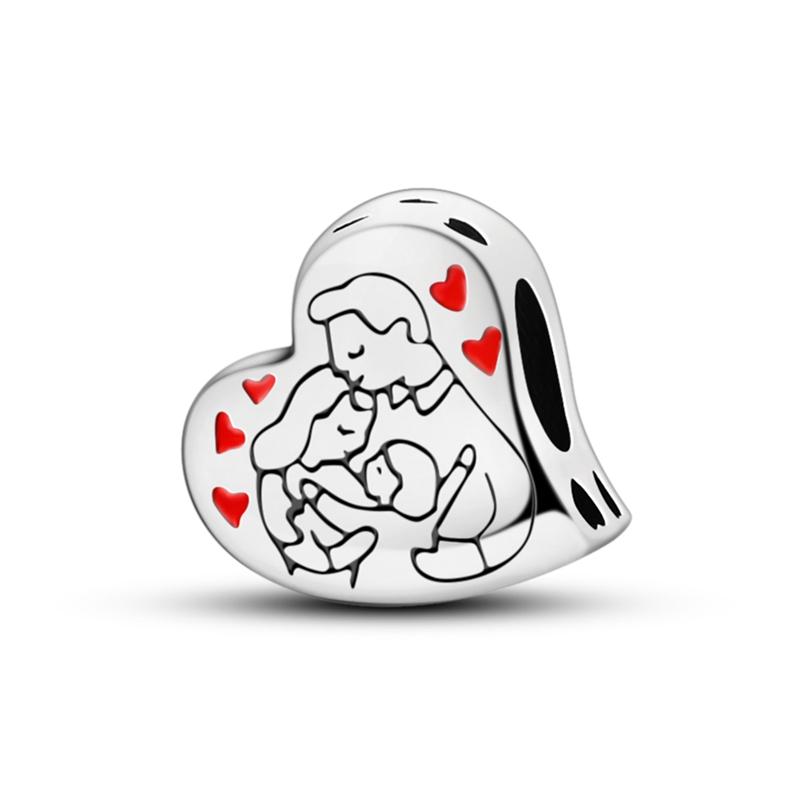 925 Silver Charms Love Mother Sister Happy Family Pendants Beads Fit Original Bracelet Charm DIY Jewelry Gift For Woman