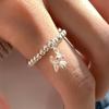 Korean S925 Silver Beaded Elastic Ring with Balloon Puppy Pendant for Women