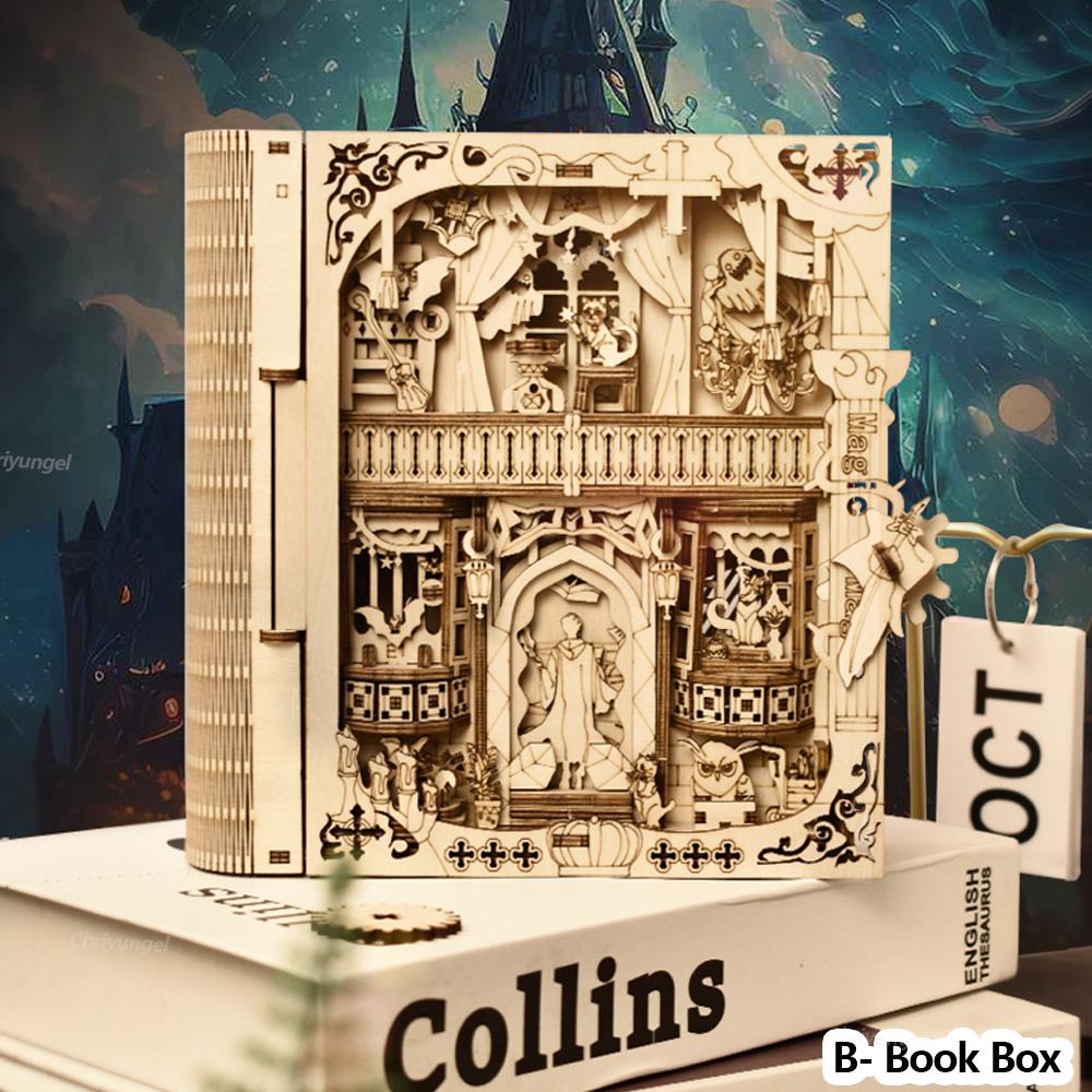 Книга Тайн 3D-пазл Деревянный DIY Сборка Миниатюрный Домик Набор Декор для Дома Гостиной Поделки Подарок для Взрослых Детей 2 Стиля