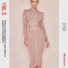 European & American Women's 2020 Long-Sleeve Bandage Bodycon Midi Dress