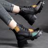Thick-heeled Boots Women's Spring and Autumn Soft Leather Color Short Boots High-heeled Waterproof Platform Retro Single Boot