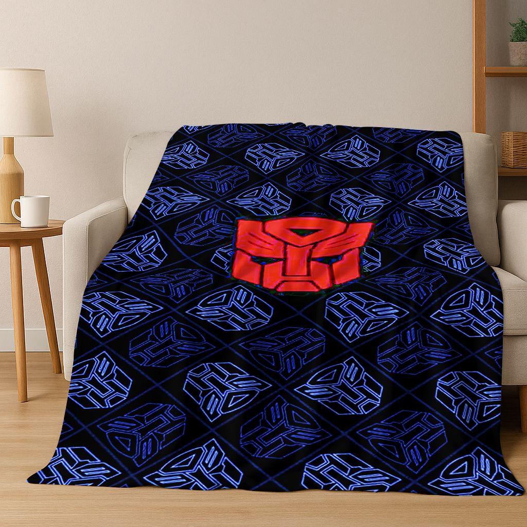 Cartoon T-Transformers Autobots Optimus Prime Flannel Blanket,Warm and Cozy Soft Throw Blanket for Home Bedroom Bed Sofa Cover