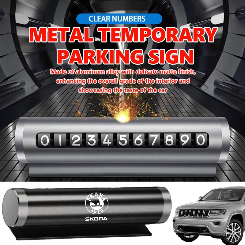 Temporary Parking Metal Card Rotate Phone Number Plate Aluminum Stickers Car-styling For Skoda S Kodiaq Octavia 2 3 Yeti Karoq