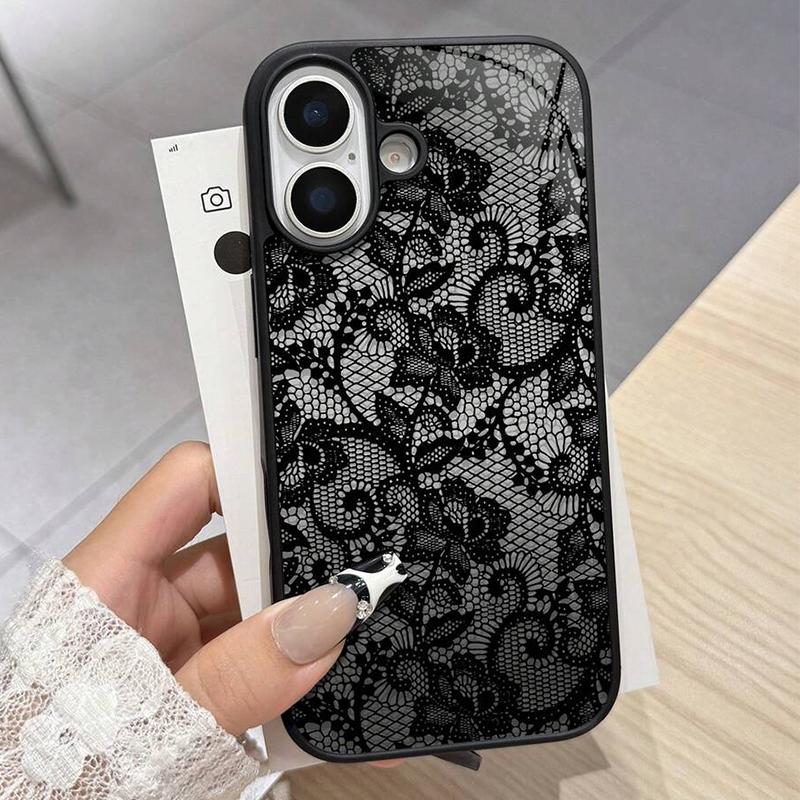 Для iPhone 17 16 15 14 13 12 11 Pro Max Чехол Изысканный Кружевной Узор Силиконовая Крышка Для iPhone Air 16E 16 Plus XS X XR Мягкий Чехол