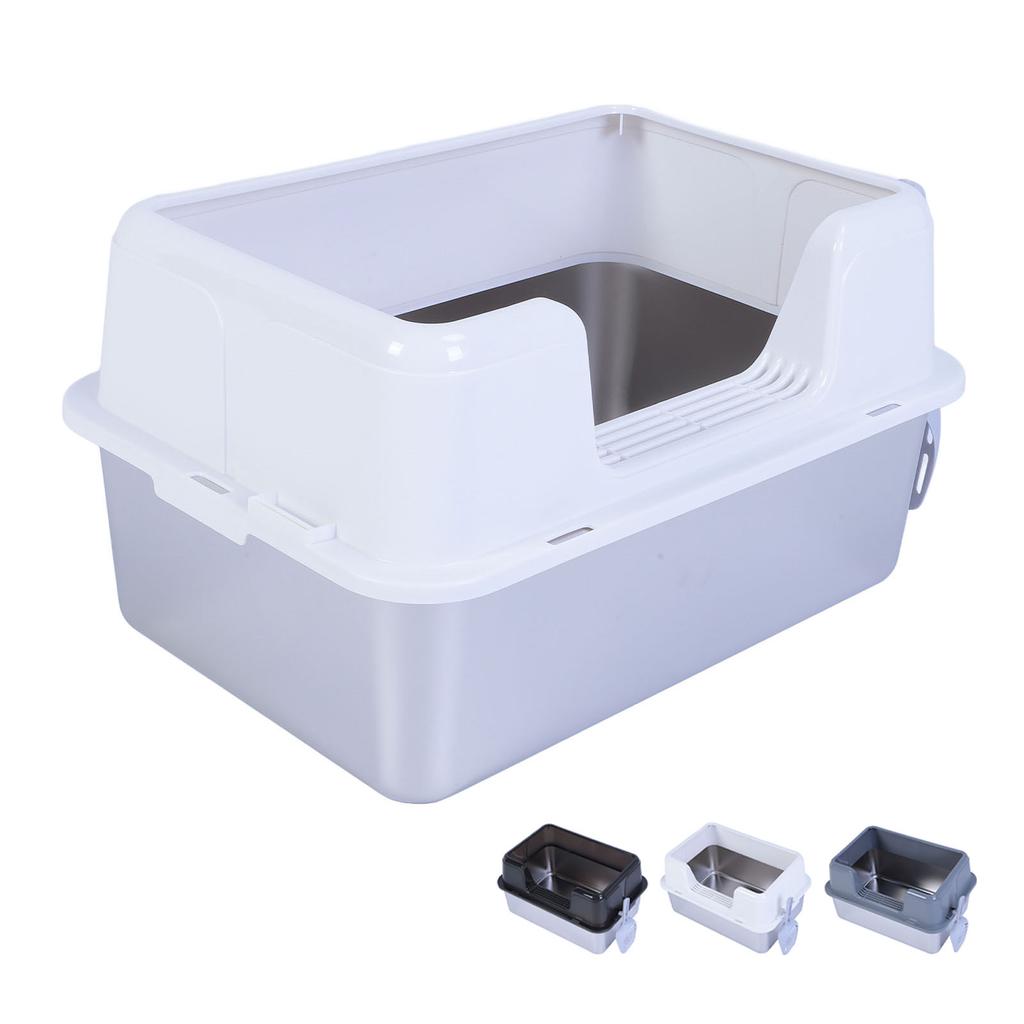 Металлический лоток для кошачьего туалета из нержавеющей стали 20 л, легко моется, не разбрызгивается, высокий бортик, большой лоток для кошачьего туалета