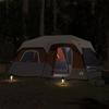 VidaXL Camping Tent with LED Light 9 Persons, Shade Tent with Bag, Portable Awning with Side Walls, Grey 94312