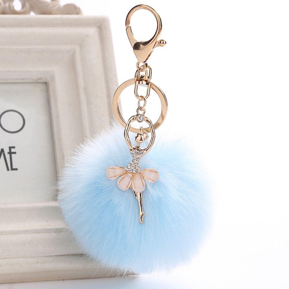 Key Ring Ballet Angel Girl keychain Little Angel Car keychain Fake Fur Key Chain Fur Ball Keyring