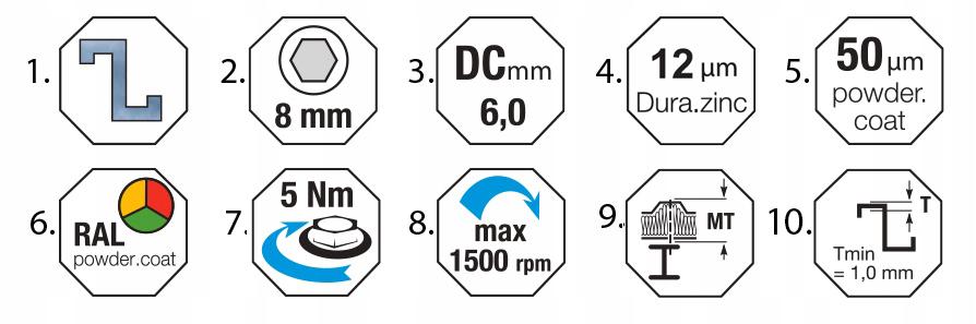 GT 6 SP Z19 screws 5.5/6.3x200mm RAL 9006