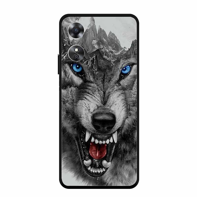 Чехол для OPPO A17 Крутой Волк Лев Тигр Кот Черный Край Силиконовый Мягкий Чехол-крышка для Телефона Для OPPO A17 Задняя Крышка Чехол A 17 Funda