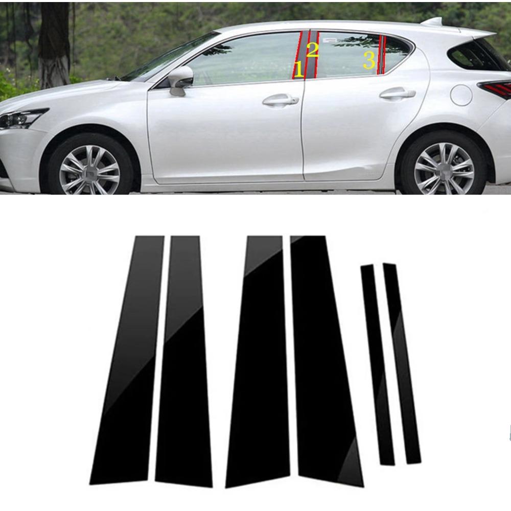 6PCS Polished Pillar Posts For Lexus CT200h CT 200 200h 2011- 2020 Window Door Column B C Pillar Post Cover Trim