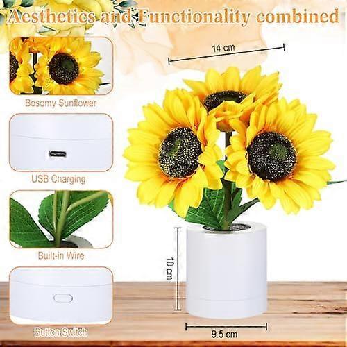 Sunflower Night Light, Rechargeable LED Artificial Sunflower Lamp, Sunflower Birthday Gift for Women Mom Wife Mother's Day
