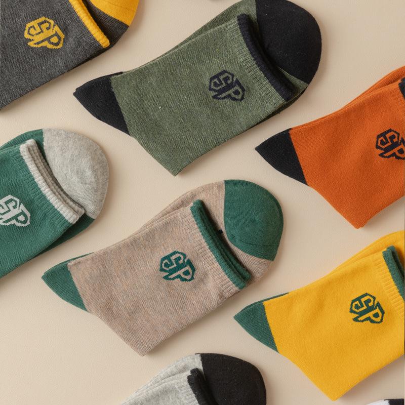 Модные корейские мужские спортивные носки средней длины, впитывающие пот, для осени и зимы