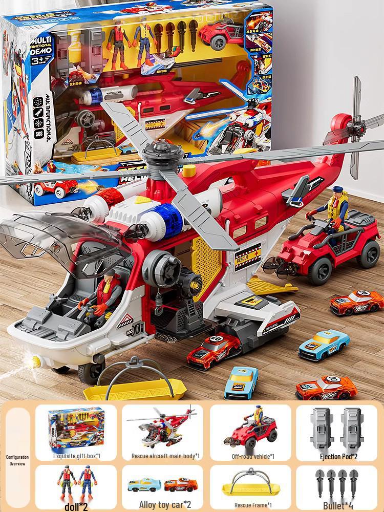 Multi-functional Rescue Fire & Police Toy Truck with Water Spray and Track - Educational Gift for Boys
