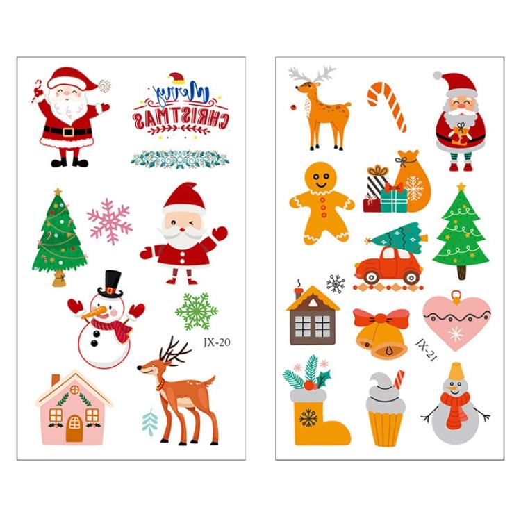 Colorful Christmas Tattoo Stickers Waterproof Holiday Party Children Disposable Tattoo Stickers